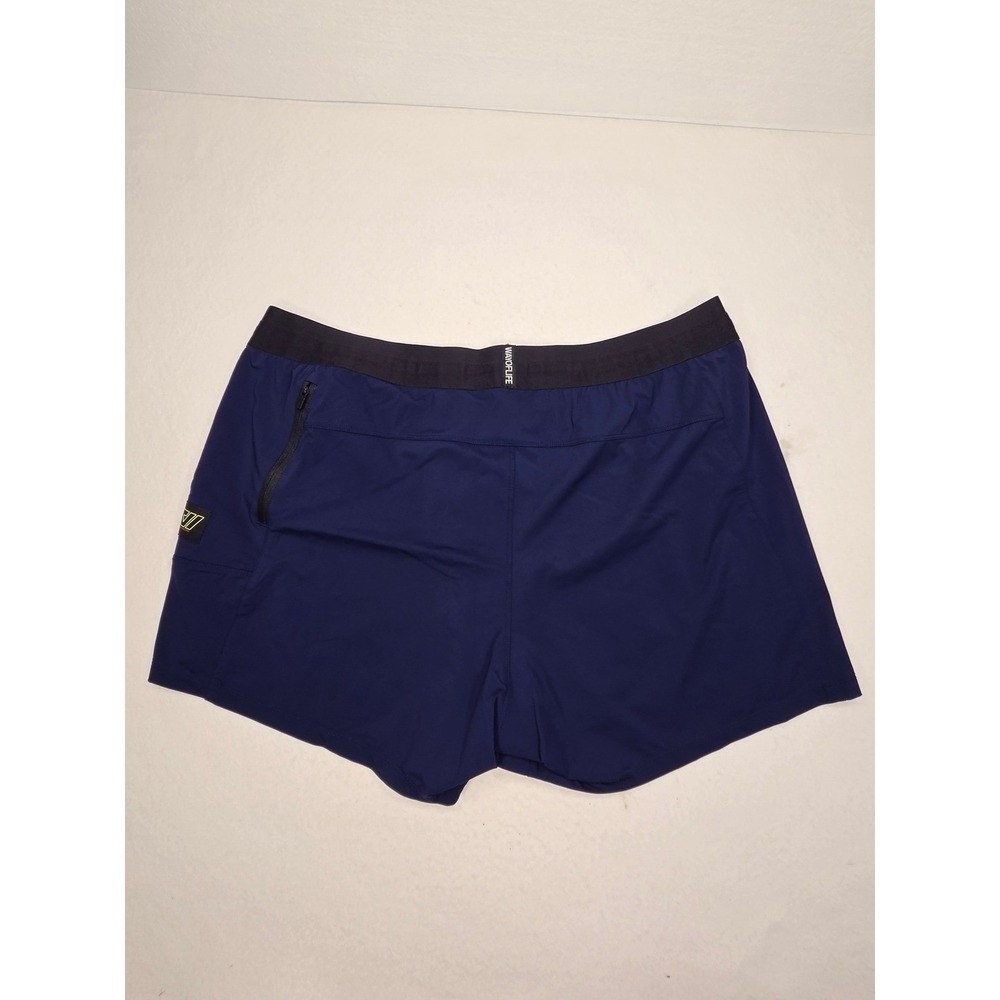 WOLACO Mens Navy Blue Performance Running Shorts XXL Elastic Waist Zip Pocket - Picture 5 of 7